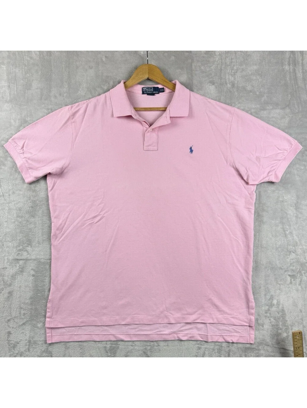 Polo Ralph Lauren Pink Short Sleeve Polo Shirt Blue Pony Men’s XXL Cotton Pique